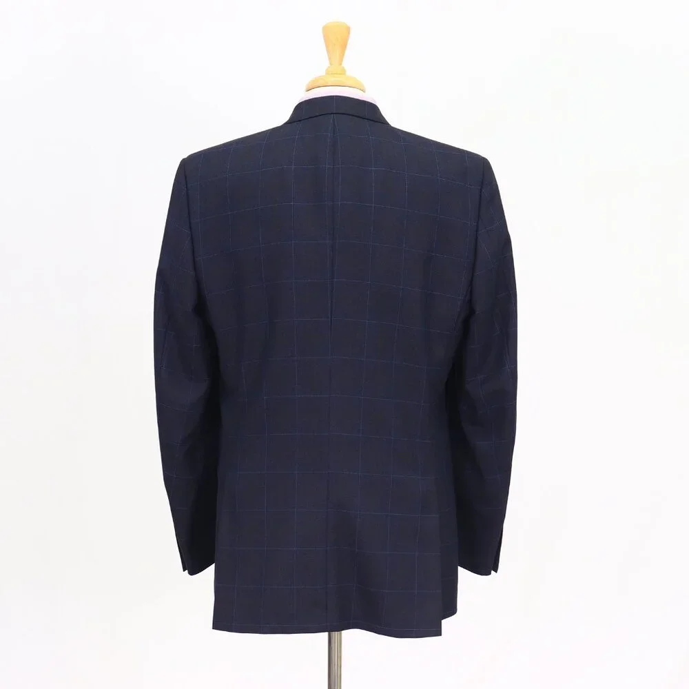 Axcess 42L Navy Blazer Sport Coat Jacket 3-Button Check T372